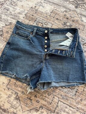 Higher High-Waisted Button-Fly Cut-Off Jean Shorts